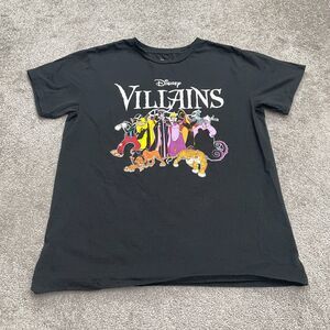 Disney Villains Graphic T-Shirt Women XL Black Crew Neck Short Sleeve Casual Tee